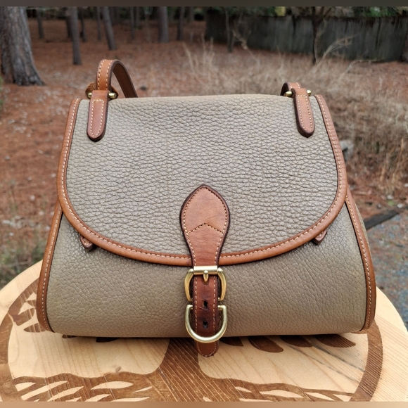 Vintage Dooney & Bourke Pre-Tag R 46 Bicycle Bag Taupe/Tan Leather Crossbody - Picture 2 of 14